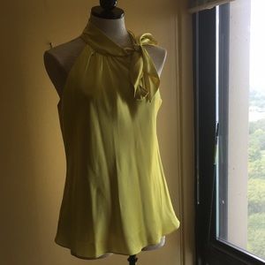 INC silk sleeveless blouse with side pussy bow